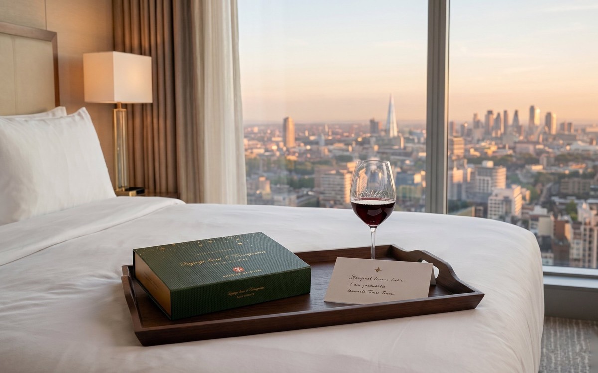 Welcome amenity con esperienza di degustazione in camera d'hotel